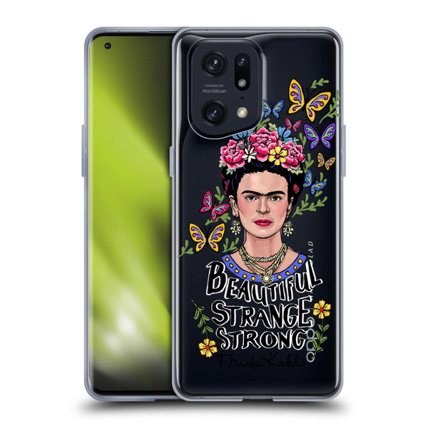 Frida Kahlo Art & Quotes Beautiful Woman Soft Gel Case for OPPO Find X5 Pro