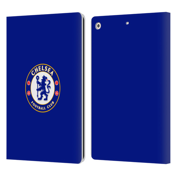 Chelsea Football Club Crest Plain Blue Leather Book Wallet Case Cover For Apple iPad 10.2 2019/2020/2021
