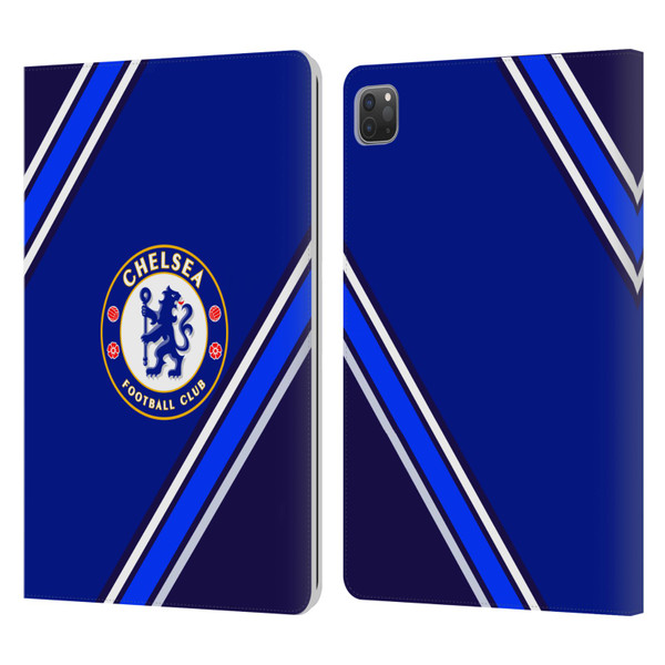 Chelsea Football Club Crest Stripes Leather Book Wallet Case Cover For Apple iPad Pro 11 2020 / 2021 / 2022