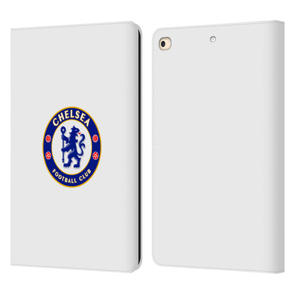 Chelsea Football Club Crest Plain White Leather Book Wallet Case Cover For Apple iPad 9.7 2017 / iPad 9.7 2018