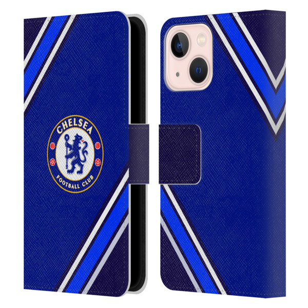 Chelsea Football Club Crest Stripes Leather Book Wallet Case Cover For Apple iPhone 13 Mini