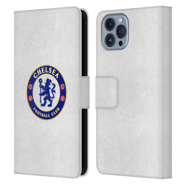 Chelsea Football Club Crest Plain White Leather Book Wallet Case Cover For Apple iPhone 14