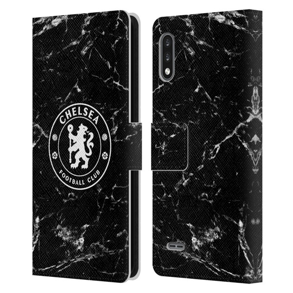 Chelsea Football Club Crest Black Marble Leather Book Wallet Case Cover For LG K22