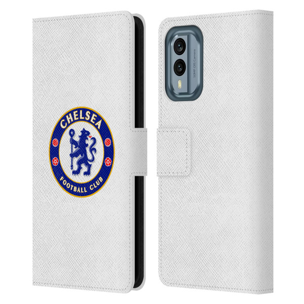 Chelsea Football Club Crest Plain White Leather Book Wallet Case Cover For Nokia X30