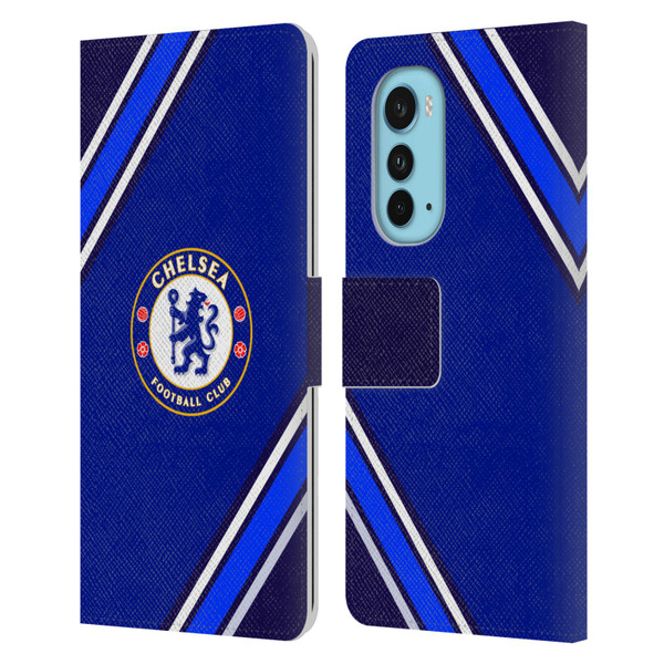 Chelsea Football Club Crest Stripes Leather Book Wallet Case Cover For Motorola Edge (2022)