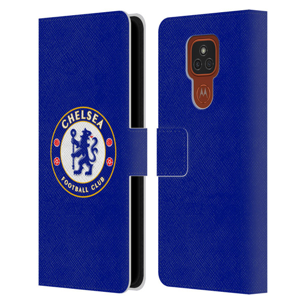 Chelsea Football Club Crest Plain Blue Leather Book Wallet Case Cover For Motorola Moto E7 Plus
