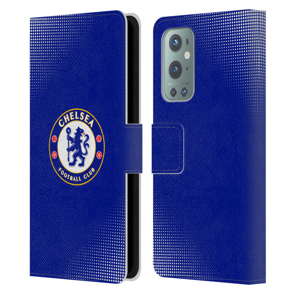 Chelsea Football Club Crest Halftone Leather Book Wallet Case Cover For OnePlus 9