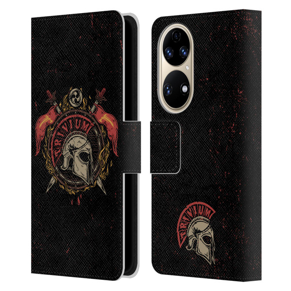 Trivium Graphics Knight Helmet Leather Book Wallet Case Cover For Huawei P50