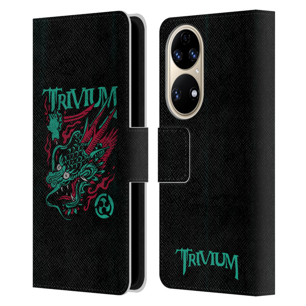 Trivium Graphics Screaming Dragon Leather Book Wallet Case Cover For Huawei P50