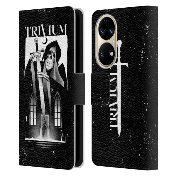 Trivium Graphics Skeleton Sword Leather Book Wallet Case Cover For Huawei P50
