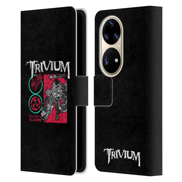 Trivium Graphics Deadmen And Dragons Date Leather Book Wallet Case Cover For Huawei P50 Pro