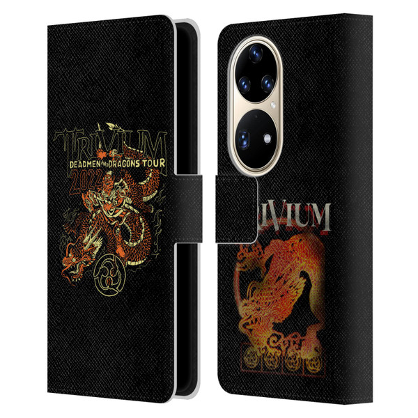 Trivium Graphics Deadmen And Dragons Leather Book Wallet Case Cover For Huawei P50 Pro