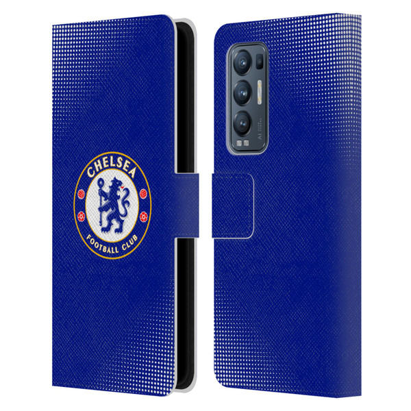 Chelsea Football Club Crest Halftone Leather Book Wallet Case Cover For OPPO Find X3 Neo / Reno5 Pro+ 5G