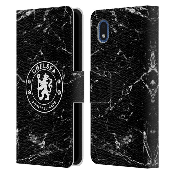 Chelsea Football Club Crest Black Marble Leather Book Wallet Case Cover For Samsung Galaxy A01 Core (2020)