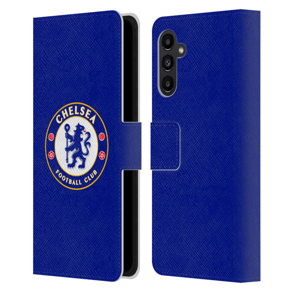 Chelsea Football Club Crest Plain Blue Leather Book Wallet Case Cover For Samsung Galaxy A13 5G (2021)