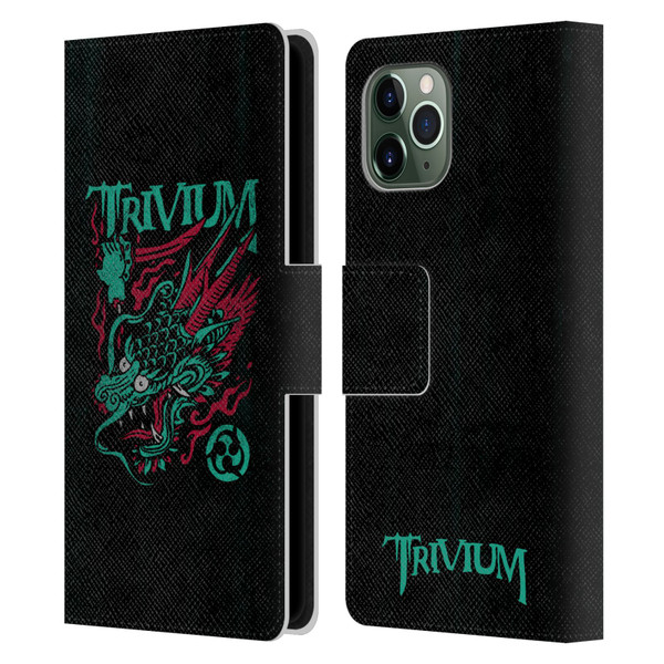 Trivium Graphics Screaming Dragon Leather Book Wallet Case Cover For Apple iPhone 11 Pro