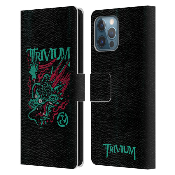 Trivium Graphics Screaming Dragon Leather Book Wallet Case Cover For Apple iPhone 12 Pro Max