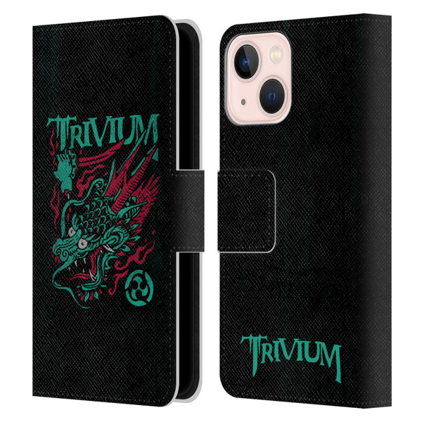 Trivium Graphics Screaming Dragon Leather Book Wallet Case Cover For Apple iPhone 13 Mini