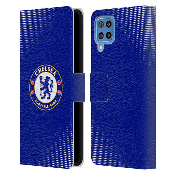 Chelsea Football Club Crest Halftone Leather Book Wallet Case Cover For Samsung Galaxy F22 (2021)