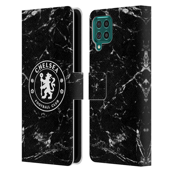Chelsea Football Club Crest Black Marble Leather Book Wallet Case Cover For Samsung Galaxy F62 (2021)