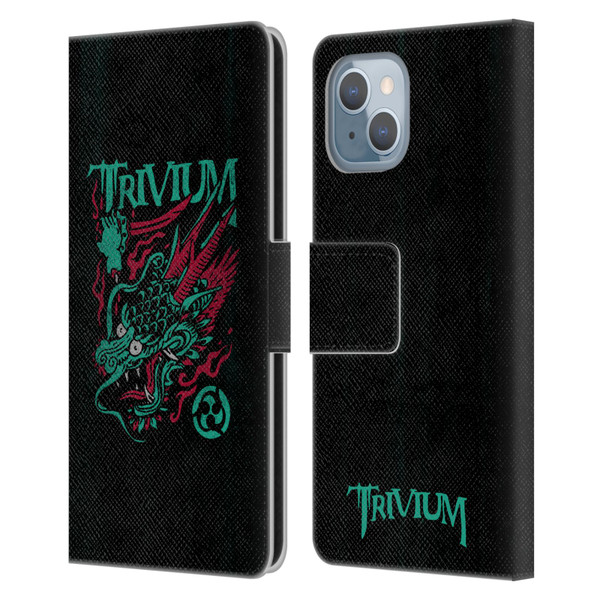 Trivium Graphics Screaming Dragon Leather Book Wallet Case Cover For Apple iPhone 14