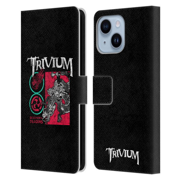 Trivium Graphics Deadmen And Dragons Date Leather Book Wallet Case Cover For Apple iPhone 14 Plus