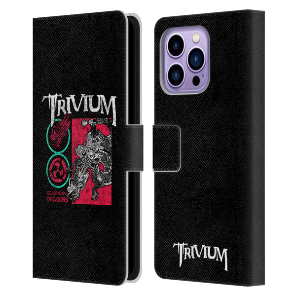 Trivium Graphics Deadmen And Dragons Date Leather Book Wallet Case Cover For Apple iPhone 14 Pro Max