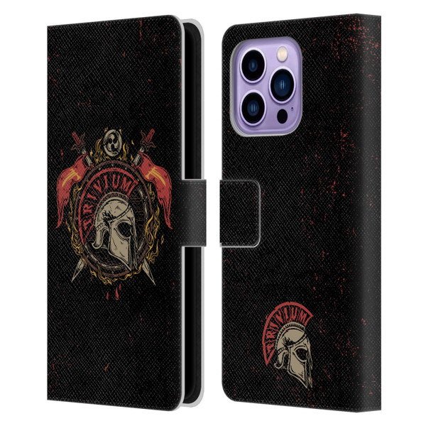 Trivium Graphics Knight Helmet Leather Book Wallet Case Cover For Apple iPhone 14 Pro Max