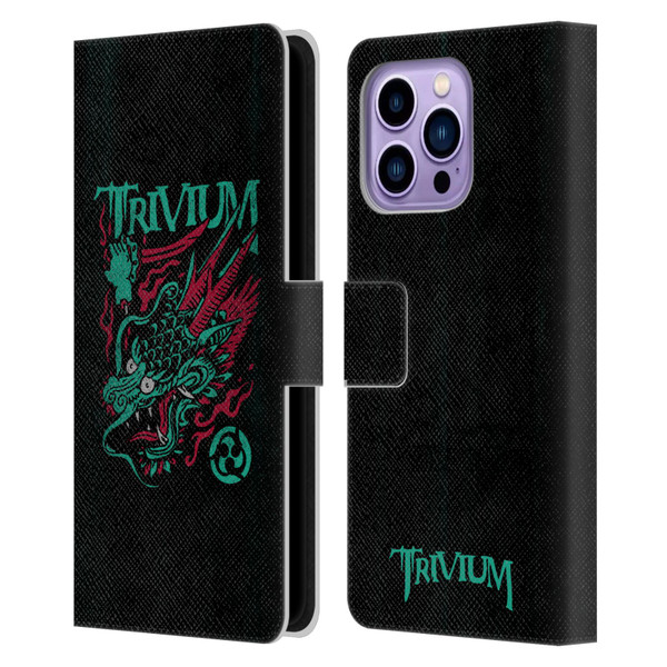 Trivium Graphics Screaming Dragon Leather Book Wallet Case Cover For Apple iPhone 14 Pro Max