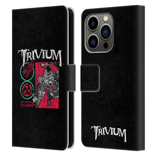Trivium Graphics Deadmen And Dragons Date Leather Book Wallet Case Cover For Apple iPhone 14 Pro