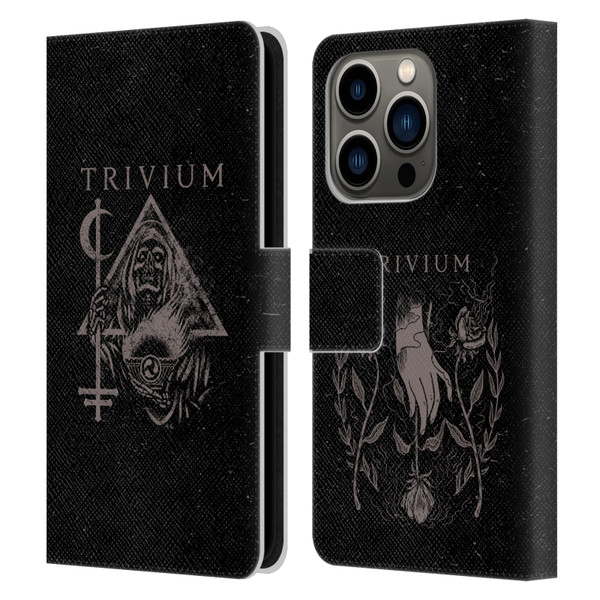 Trivium Graphics Reaper Triangle Leather Book Wallet Case Cover For Apple iPhone 14 Pro