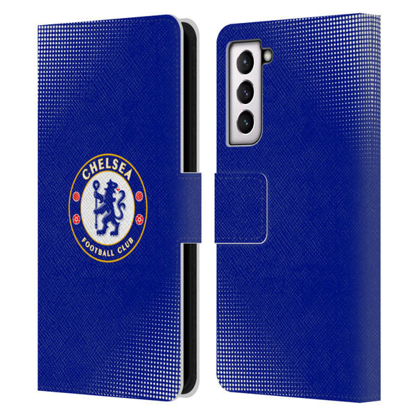 Chelsea Football Club Crest Halftone Leather Book Wallet Case Cover For Samsung Galaxy S21 5G