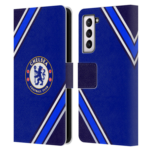 Chelsea Football Club Crest Stripes Leather Book Wallet Case Cover For Samsung Galaxy S21 5G