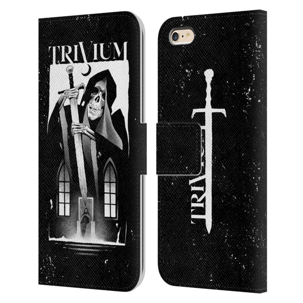 Trivium Graphics Skeleton Sword Leather Book Wallet Case Cover For Apple iPhone 6 Plus / iPhone 6s Plus