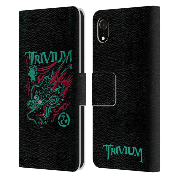 Trivium Graphics Screaming Dragon Leather Book Wallet Case Cover For Apple iPhone XR