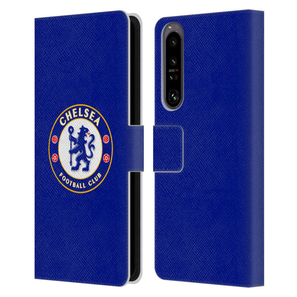 Chelsea Football Club Crest Plain Blue Leather Book Wallet Case Cover For Sony Xperia 1 IV