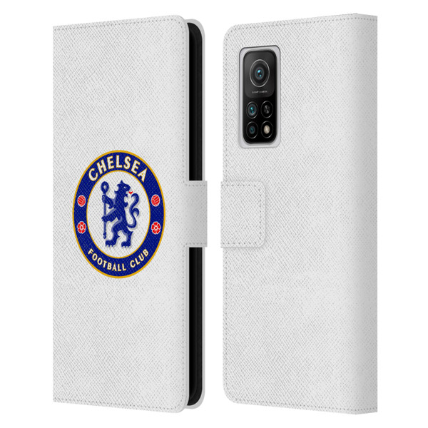 Chelsea Football Club Crest Plain White Leather Book Wallet Case Cover For Xiaomi Mi 10T 5G