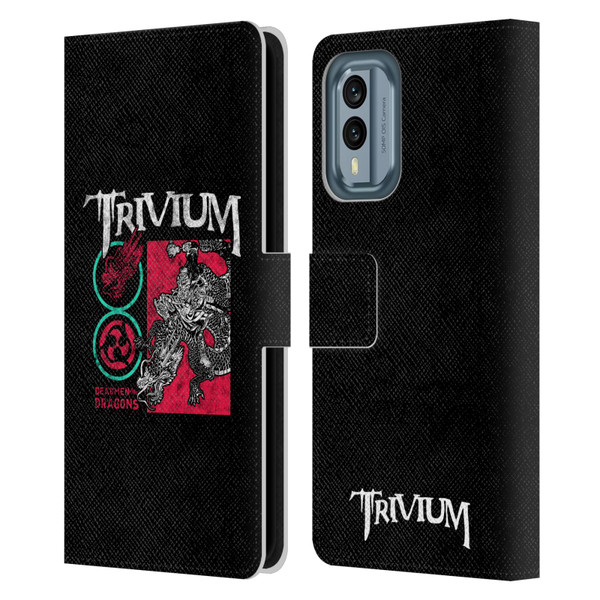 Trivium Graphics Deadmen And Dragons Date Leather Book Wallet Case Cover For Nokia X30