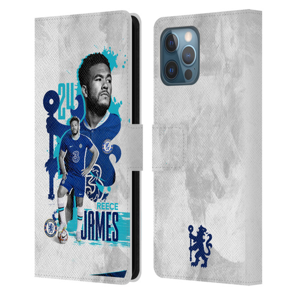 Chelsea Football Club 2022/23 First Team Reece James Leather Book Wallet Case Cover For Apple iPhone 12 Pro Max