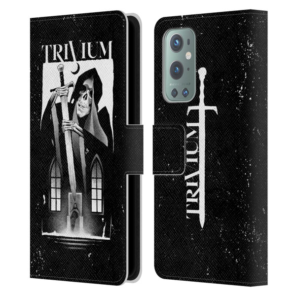 Trivium Graphics Skeleton Sword Leather Book Wallet Case Cover For OnePlus 9