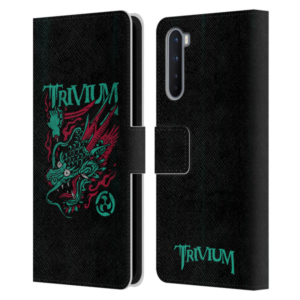 Trivium Graphics Screaming Dragon Leather Book Wallet Case Cover For OnePlus Nord 5G