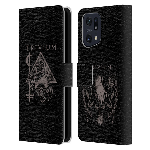 Trivium Graphics Reaper Triangle Leather Book Wallet Case Cover For OPPO Find X5