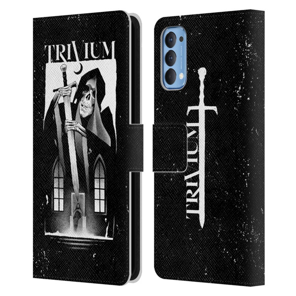 Trivium Graphics Skeleton Sword Leather Book Wallet Case Cover For OPPO Reno 4 5G