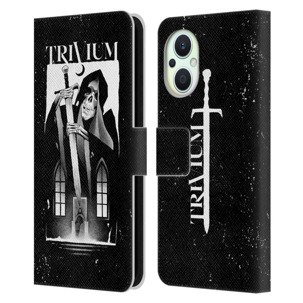 Trivium Graphics Skeleton Sword Leather Book Wallet Case Cover For OPPO Reno8 Lite