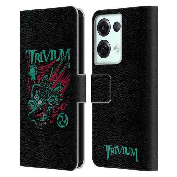 Trivium Graphics Screaming Dragon Leather Book Wallet Case Cover For OPPO Reno8 Pro