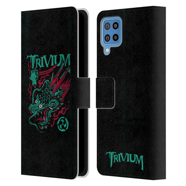Trivium Graphics Screaming Dragon Leather Book Wallet Case Cover For Samsung Galaxy F22 (2021)