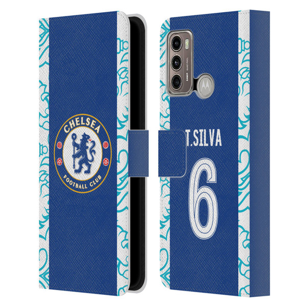 Chelsea Football Club 2022/23 Players Home Kit Thiago Silva Leather Book Wallet Case Cover For Motorola Moto G60 / Moto G40 Fusion