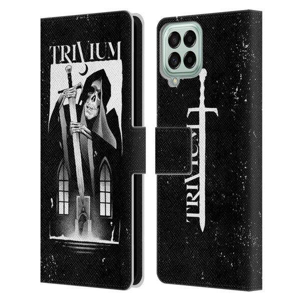 Trivium Graphics Skeleton Sword Leather Book Wallet Case Cover For Samsung Galaxy M33 (2022)