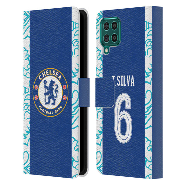Chelsea Football Club 2022/23 Players Home Kit Thiago Silva Leather Book Wallet Case Cover For Samsung Galaxy F62 (2021)