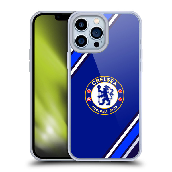 Chelsea Football Club Crest Stripes Soft Gel Case for Apple iPhone 13 Pro Max